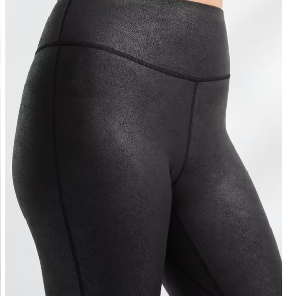 Women's Faux Leather High-Waist Leggings Black Sz S - Picture 3 of 12